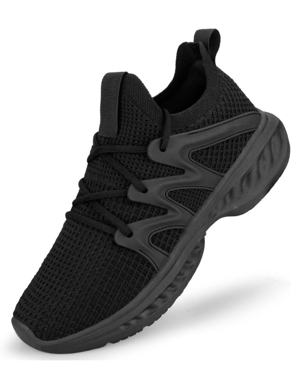 Women's Black Lightweight Non Slip Workout Breathable Mesh Solid Walking Sneaker